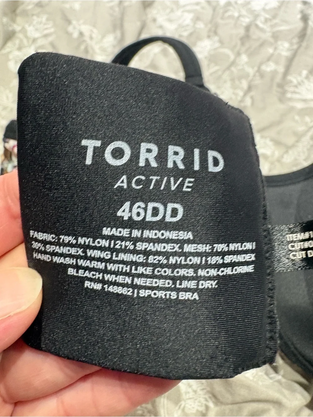 Torrid black floral sports bra 46DD